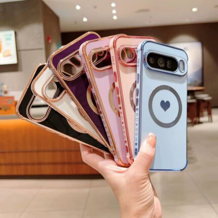 Luxury Plating INS Love Heart Graffiti Pattern Soft Case for Google Pixel 10 9 Pro XL 8 a Pro Magnetic Charging Shockproof Cover