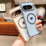 Luxury Plating INS Love Heart Graffiti Pattern Soft Case for Google Pixel 10 9 Pro XL 8 a Pro Magnetic Charging Shockproof Cover