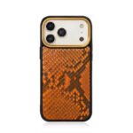 Luxury High Quality Orange Real Exotic Skin Case for Iphone 17 Pro Max Phone Mobile Cover Gift for Friend Girlfriend Boyfriend