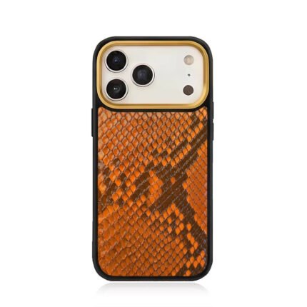 Luxury High Quality Orange Real Exotic Skin Case for Iphone 17 Pro Max Phone Mobile Cover Gift for Friend Girlfriend Boyfriend