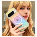 Lingge Rainbow Sparkle Pink Gradient,For  Pixel 9 10 Pro XL10A 9A 10Pro Phone Case, Waterproof and anti Yellowing Cover