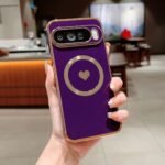 Luxury Plating INS Love Heart Graffiti Pattern Soft Case for Google Pixel 10 9 Pro XL 8 a Pro Magnetic Charging Shockproof Cover