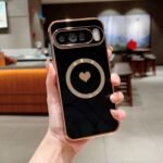 Luxury Plating INS Love Heart Graffiti Pattern Soft Case for Google Pixel 10 9 Pro XL 8 a Pro Magnetic Charging Shockproof Cover