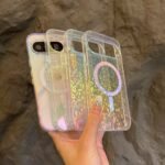 Lingge Rainbow Sparkle Pink Gradient,For  Pixel 9 10 Pro XL10A 9A 10Pro Phone Case, Waterproof and anti Yellowing Cover