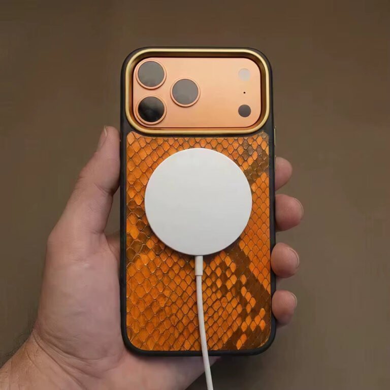 Luxury High Quality Orange Real Exotic Skin Case for Iphone 17 Pro Max Phone Mobile Cover Gift for Friend Girlfriend Boyfriend