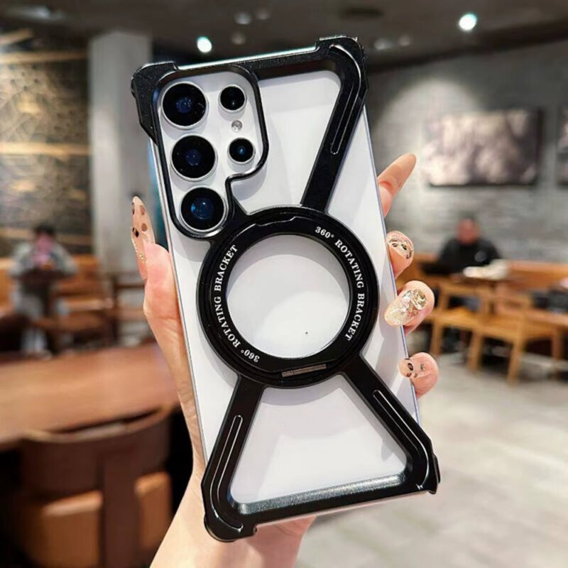 For Samsung Galaxy S26 Ultra Skeleton Bumper Case Titanium Military Grade Drop Tested 360 Rotating Kickstand Ring Quick Charge