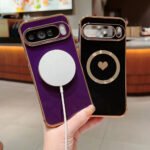 Luxury Plating INS Love Heart Graffiti Pattern Soft Case for Google Pixel 10 9 Pro XL 8 a Pro Magnetic Charging Shockproof Cover