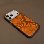 Luxury High Quality Orange Real Exotic Skin Case for Iphone 17 Pro Max Phone Mobile Cover Gift for Friend Girlfriend Boyfriend